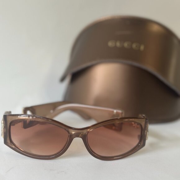 Authentic Gucci Horsebit Shield Sunglasses – Bronze Brown Tint - Picture 4 of 5